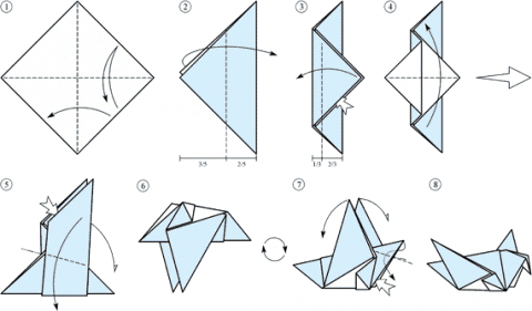 Оригами схема Голубь