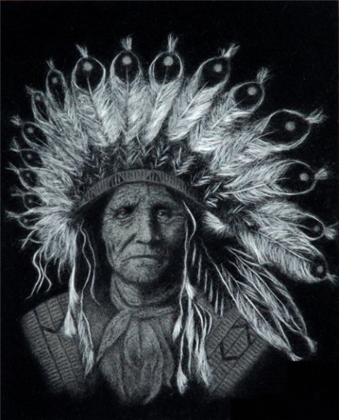 Портрет индейца из тополиного пуха