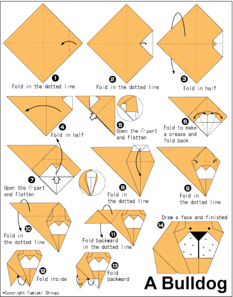 Оригами схема Бульдог