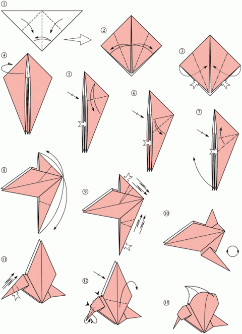 Оригами схема Колибри