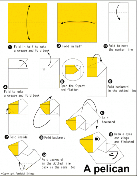 Оригами схема Пеликан
